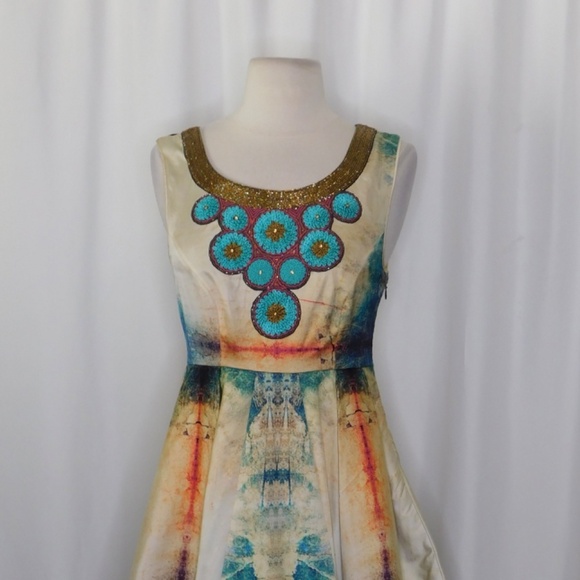 Anthropologie BHANUNI BY JYOTI Villette Dress Fit N’ Flare Beaded Embellished 2 - Picture 4 of 14